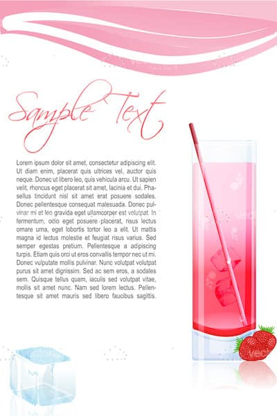 Strawberry Juice with Background and Sample Text